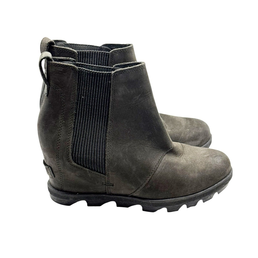 Sorel Joan Of Arctic II Wedge Chelsea Boot Black Womens Size 6.5 NL3022-010 Gray